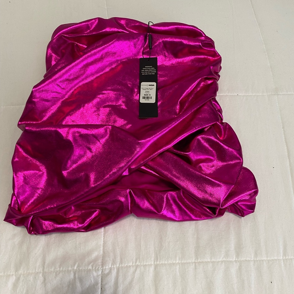 Metallic mini skirt , size small, brand new , pink